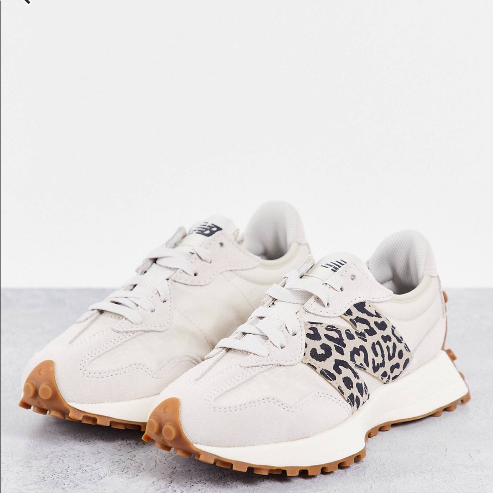 New Balance X ASOS 327 off-white/leopard sneaker. Women’s US 6.5/Men’s 5.